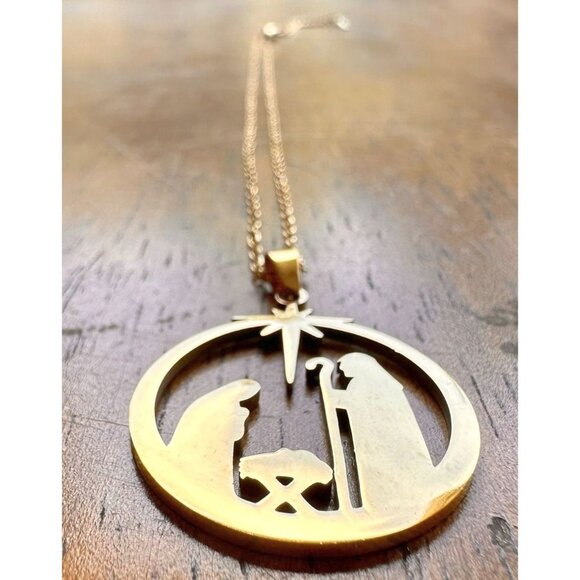 Nativity Scene Necklace Baby Jesus Jerusalem Christmas New 16 in Chain Extender - Picture 8 of 12